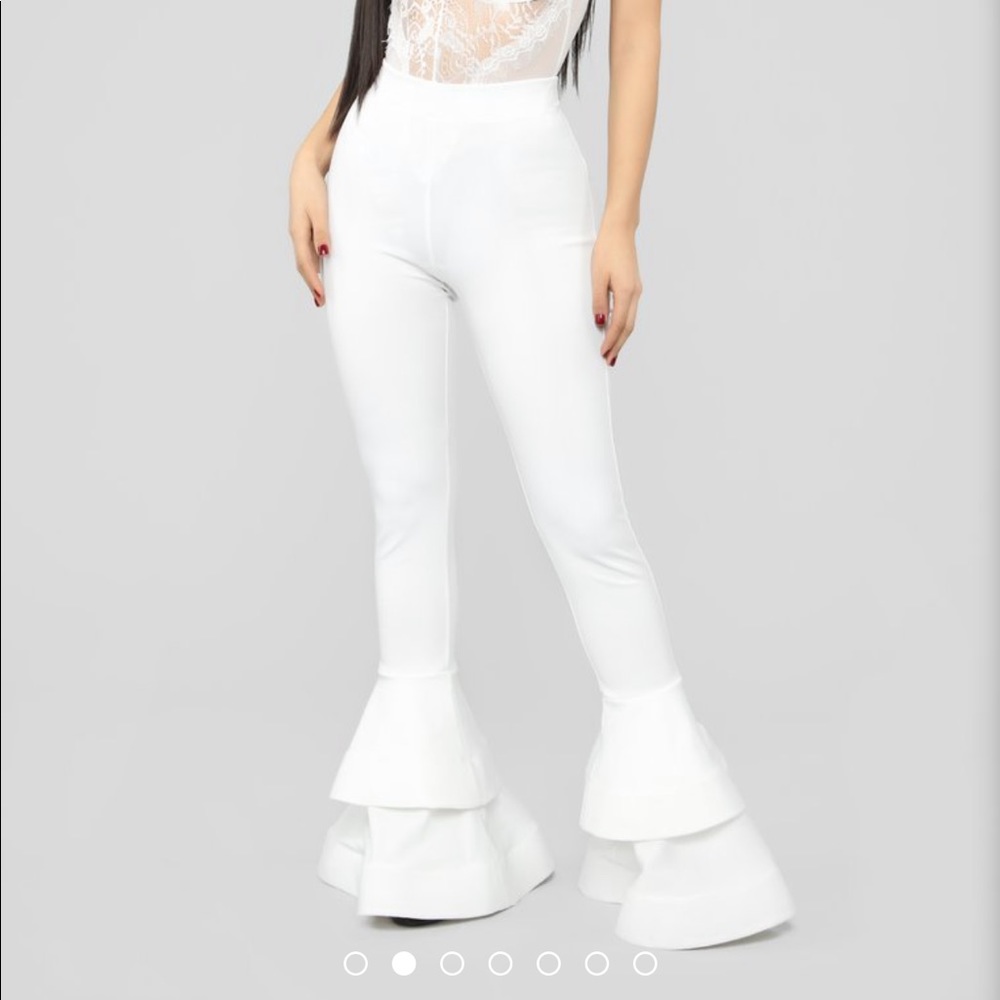 FASHION NOVA Off On Vacay White Ruffle Pants
